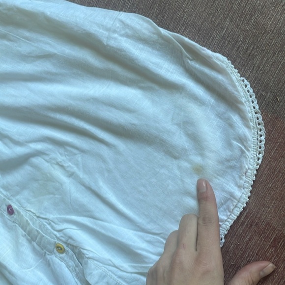 Biba Embroidered White Cotton Beaded Sleeveless Dress - Picture 10 of 16